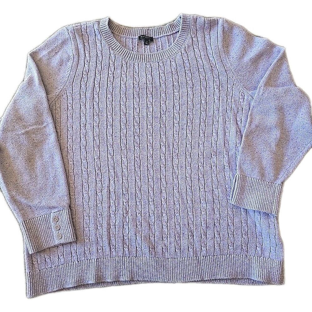 Cableknit Sweater Plus 2X Purple Talbots Pullover Coastal Cottagecore Preppy